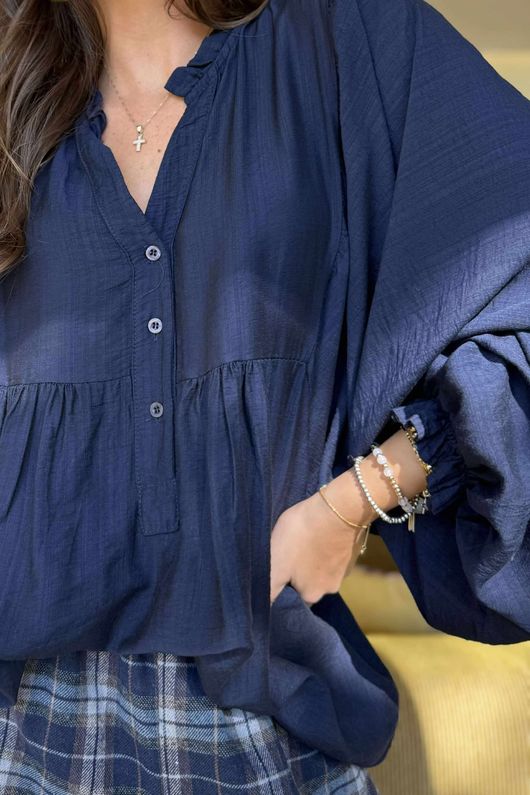 Balmoral Blouse Navy /4 =